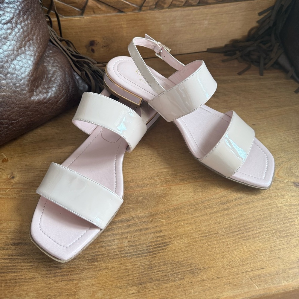 Kate Spade New York Merritt Patent Leather Pink Slingback Sandals Sise 7.5 - Picture 2 of 10